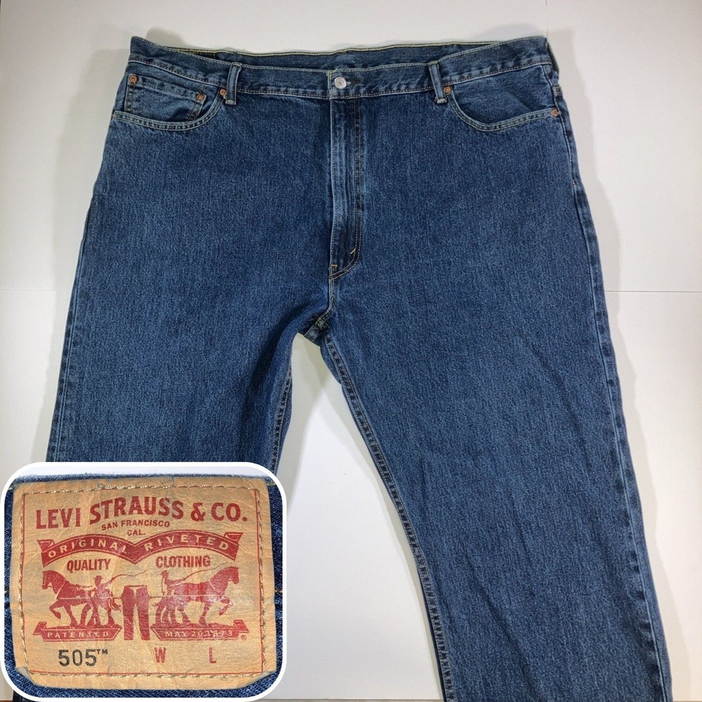 Levi's 505 Jeans Mens 48x30 Big Regular Fit Straight Blue Denim Measures